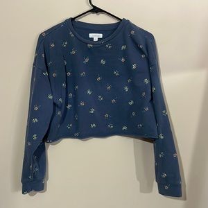 Cropped floral crewneck